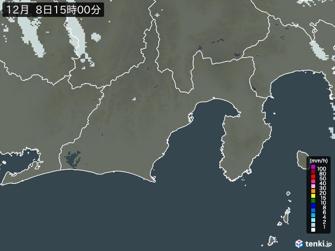 静岡県の雨雲レーダー(2024年12月08日)
