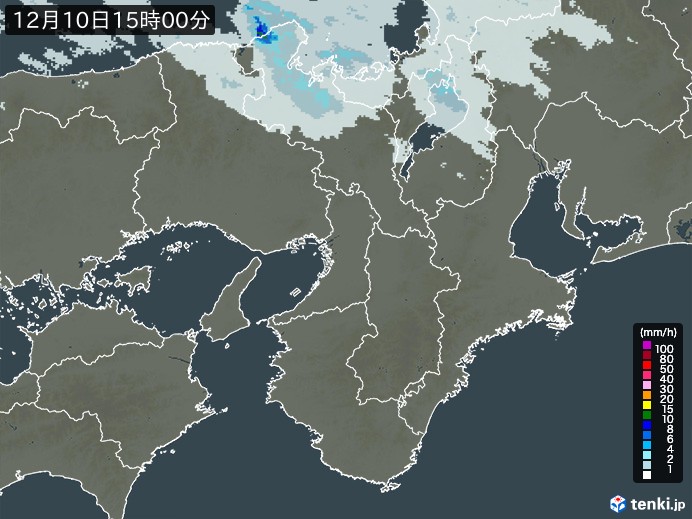 近畿地方の雨雲レーダー(2024年12月10日)