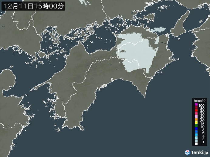 四国地方の雨雲レーダー(2024年12月11日)