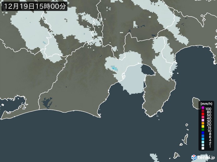 静岡県の雨雲レーダー(2024年12月19日)
