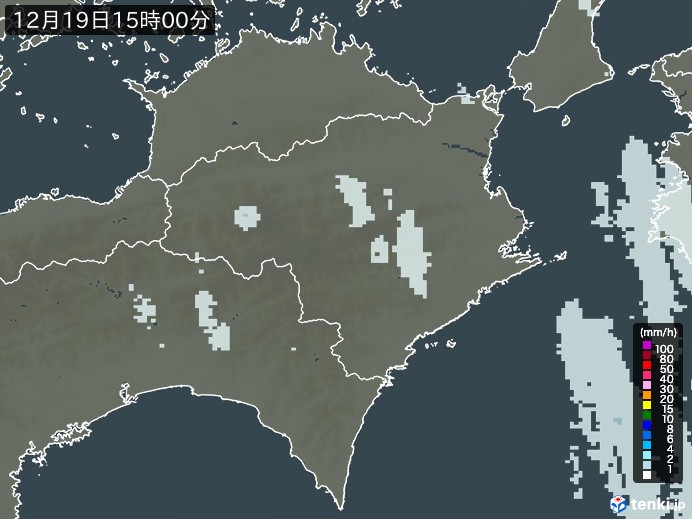 徳島県の雨雲レーダー(2024年12月19日)