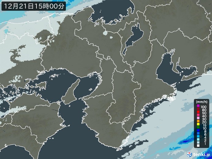 近畿地方の雨雲レーダー(2024年12月21日)