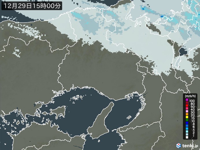 兵庫県の雨雲レーダー(2024年12月29日)