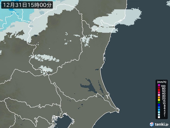 茨城県の雨雲レーダー(2024年12月31日)