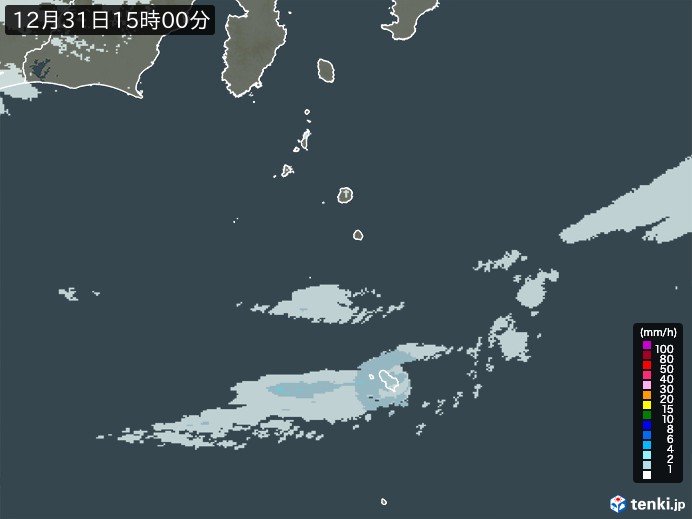伊豆諸島(東京都)の雨雲レーダー(2024年12月31日)