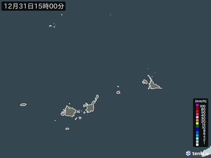宮古・石垣・与那国(沖縄県)の雨雲レーダー(2024年12月31日)