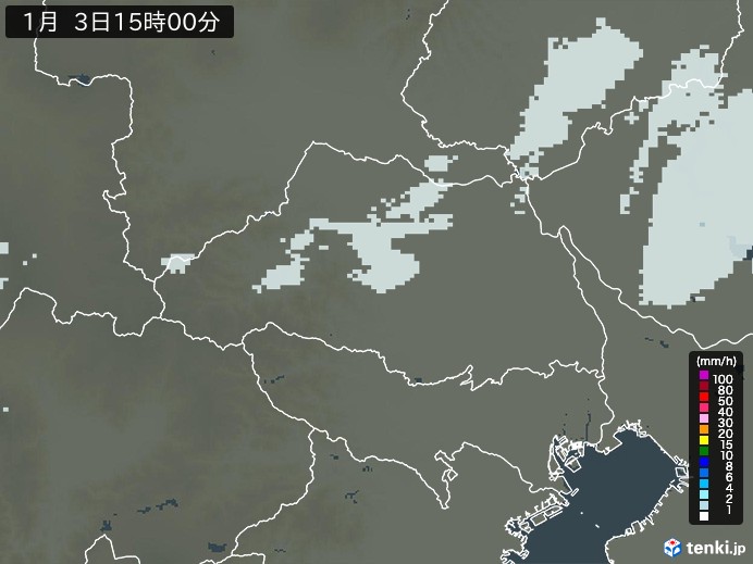 埼玉県の雨雲レーダー(2025年01月03日)