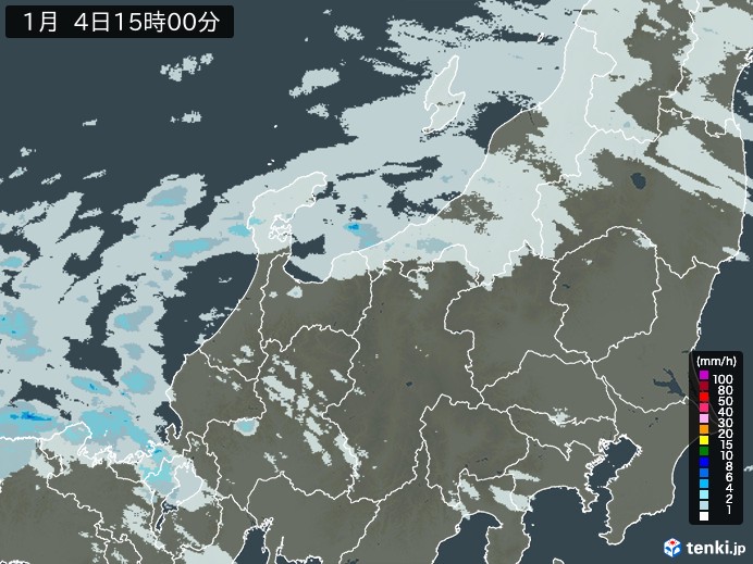 北陸地方の雨雲レーダー(2025年01月04日)