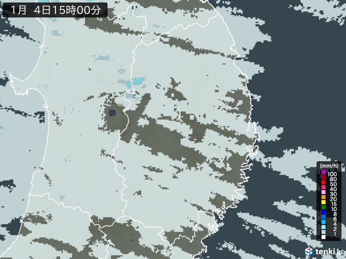 岩手県の雨雲レーダー(2025年01月04日)