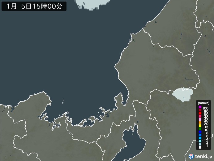 福井県の雨雲レーダー(2025年01月05日)