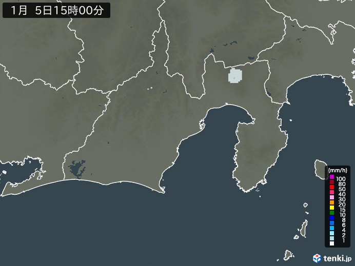 静岡県の雨雲レーダー(2025年01月05日)