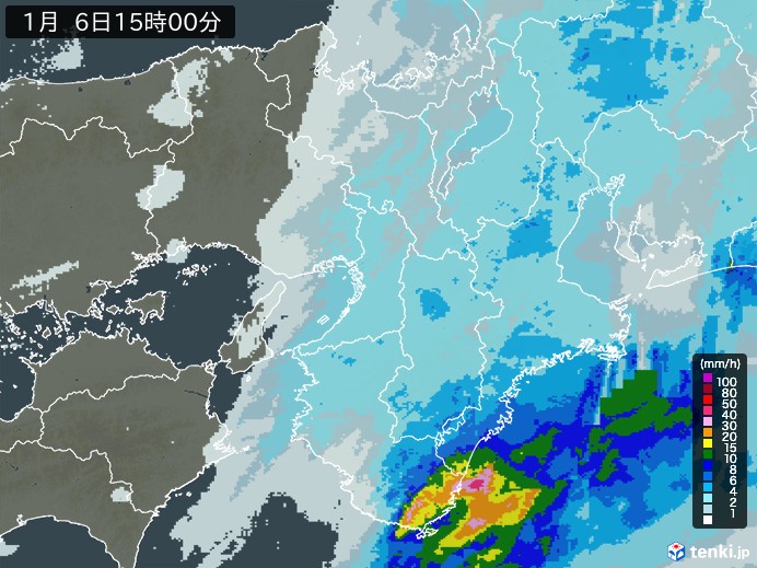 近畿地方の雨雲レーダー(2025年01月06日)