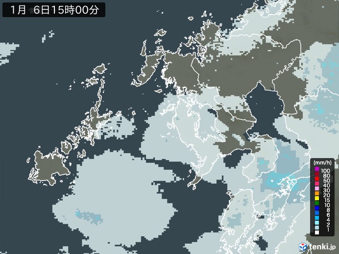 長崎県の雨雲レーダー(2025年01月06日)