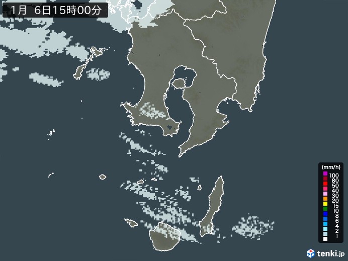 鹿児島県の雨雲レーダー(2025年01月06日)