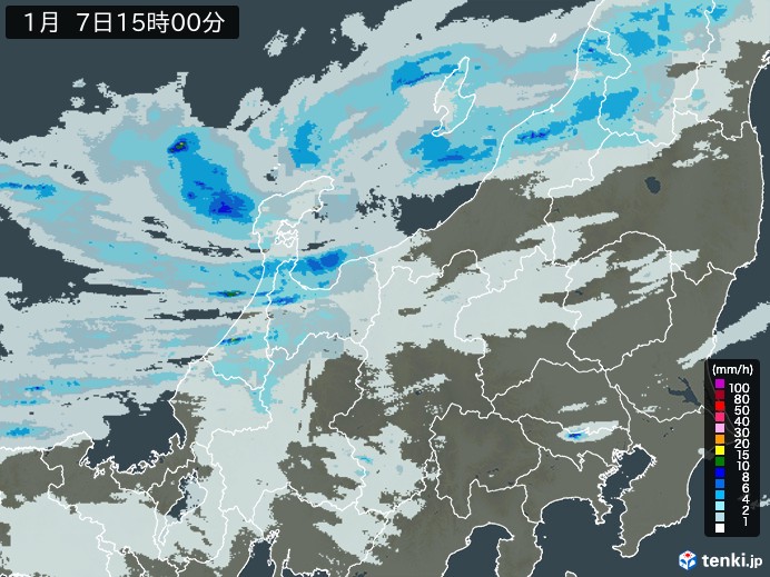 北陸地方の雨雲レーダー(2025年01月07日)