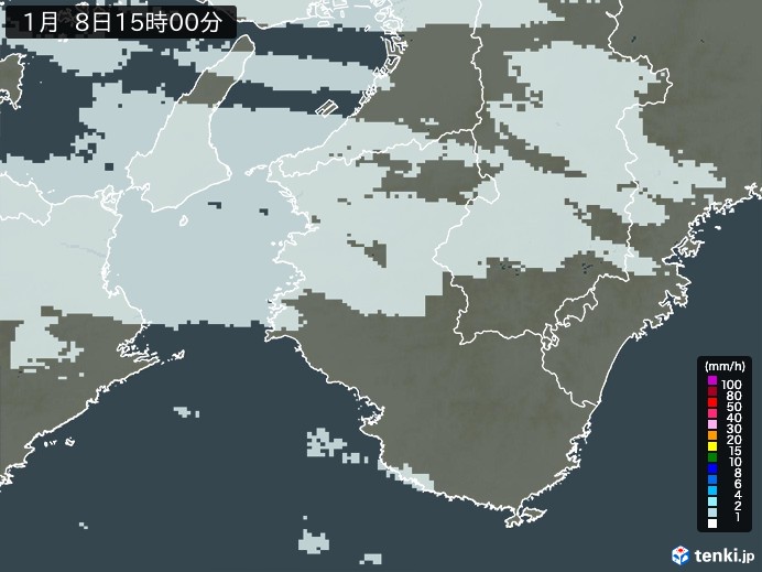 和歌山県の雨雲レーダー(2025年01月08日)