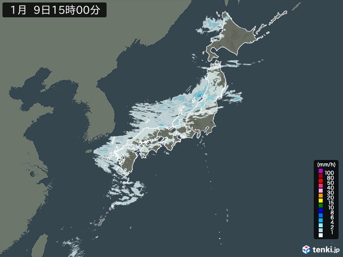 雨雲レーダー(2025年01月09日)