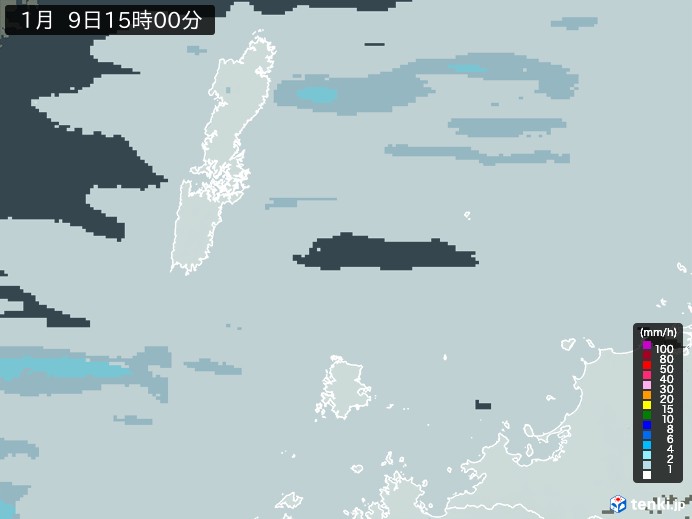 壱岐・対馬(長崎県)の雨雲レーダー(2025年01月09日)