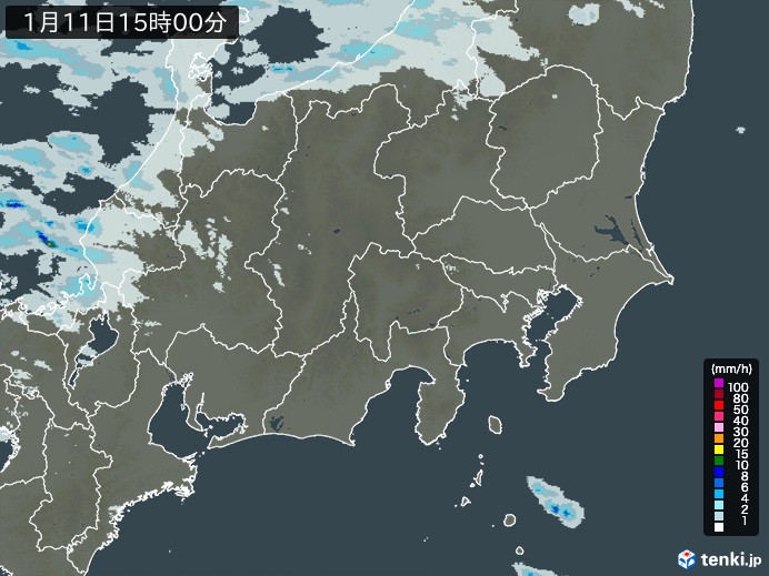 関東・甲信地方の雨雲レーダー(2025年01月11日)