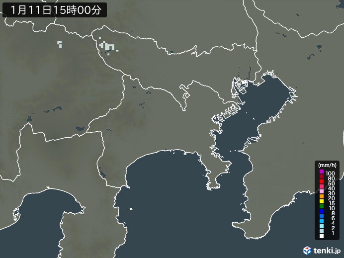 神奈川県の雨雲レーダー(2025年01月11日)