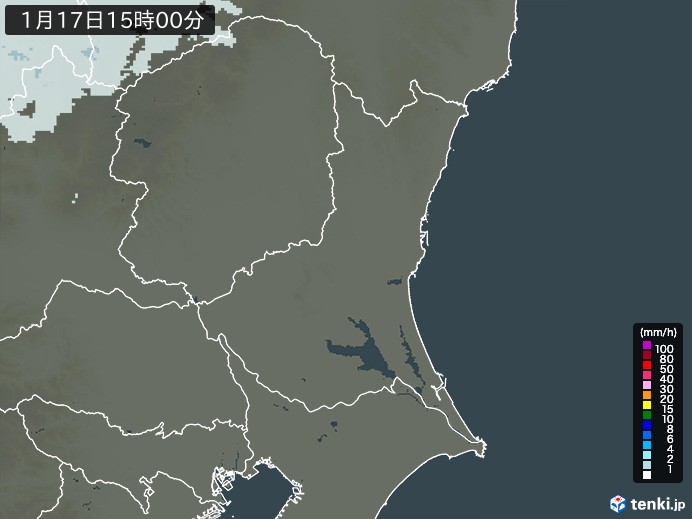 茨城県の雨雲レーダー(2025年01月17日)