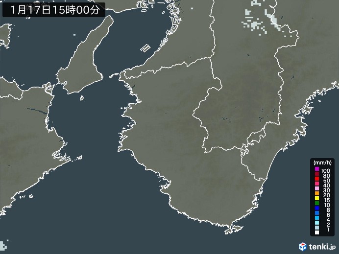 和歌山県の雨雲レーダー(2025年01月17日)