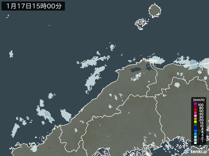 島根県の雨雲レーダー(2025年01月17日)