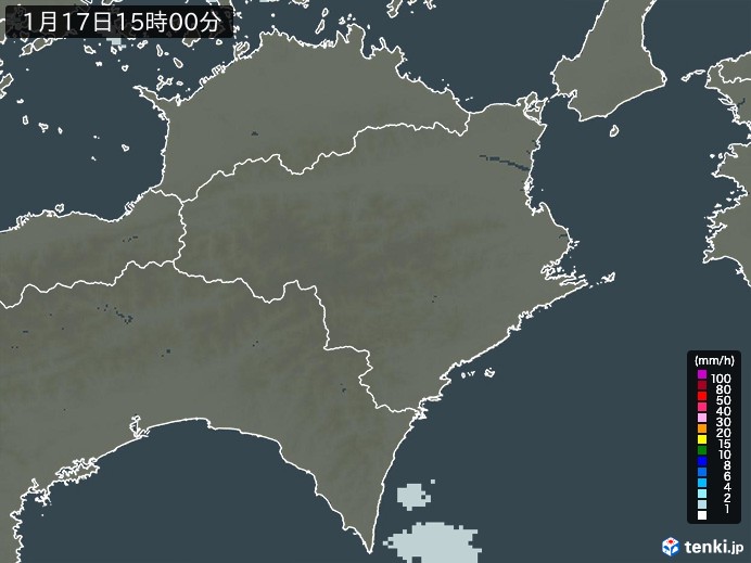徳島県の雨雲レーダー(2025年01月17日)