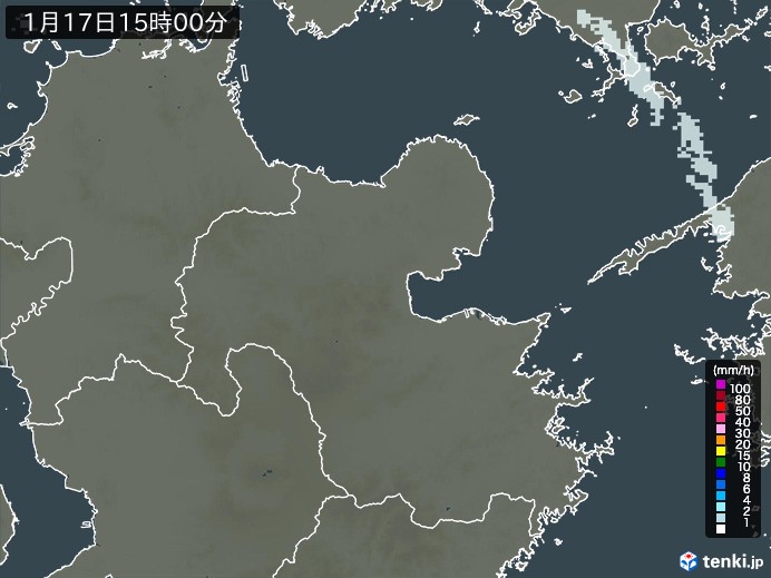 大分県の雨雲レーダー(2025年01月17日)