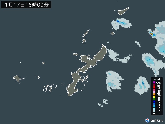 沖縄県の雨雲レーダー(2025年01月17日)