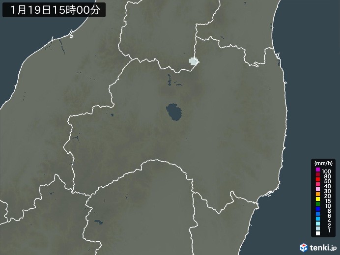 福島県の雨雲レーダー(2025年01月19日)