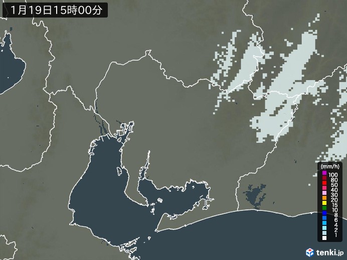 愛知県の雨雲レーダー(2025年01月19日)