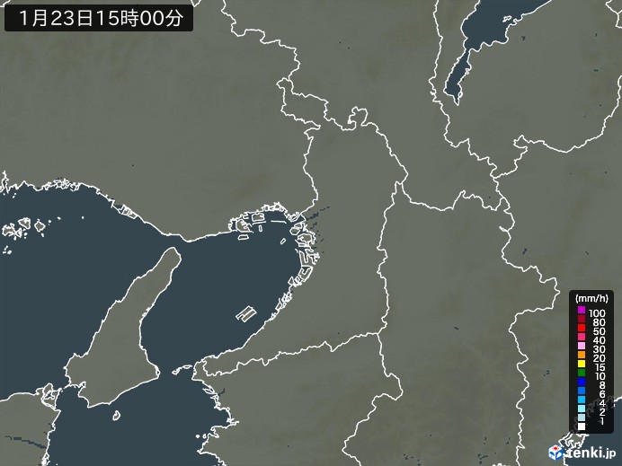 大阪府の雨雲レーダー(2025年01月23日)