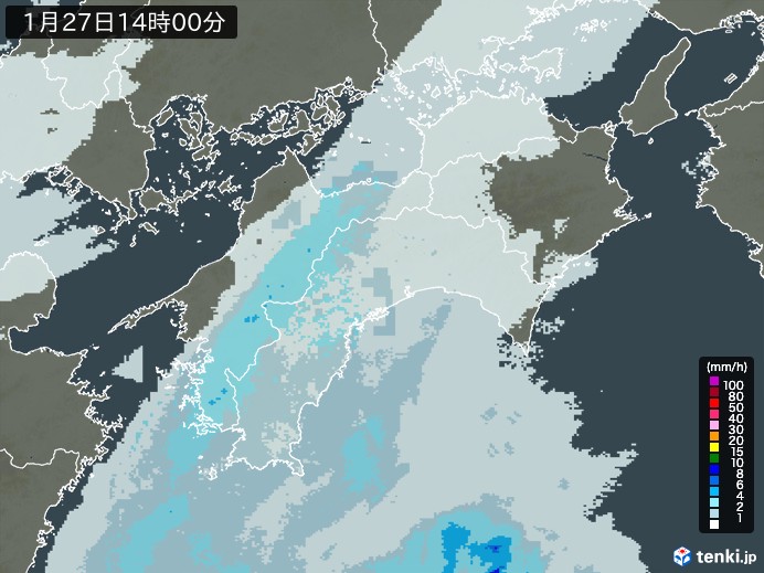 四国地方の雨雲レーダー - 過去の天気 2025年01月27日 - 日本気象協会 tenki.jp