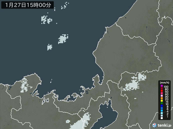 福井県の雨雲レーダー(2025年01月27日)