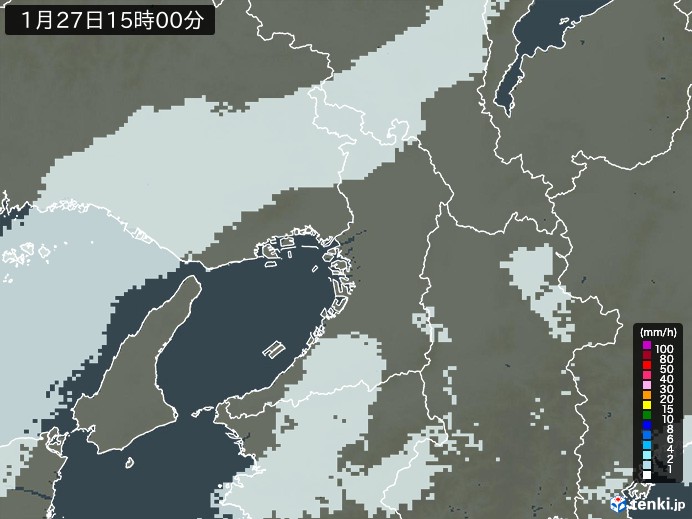 大阪府の雨雲レーダー(2025年01月27日)