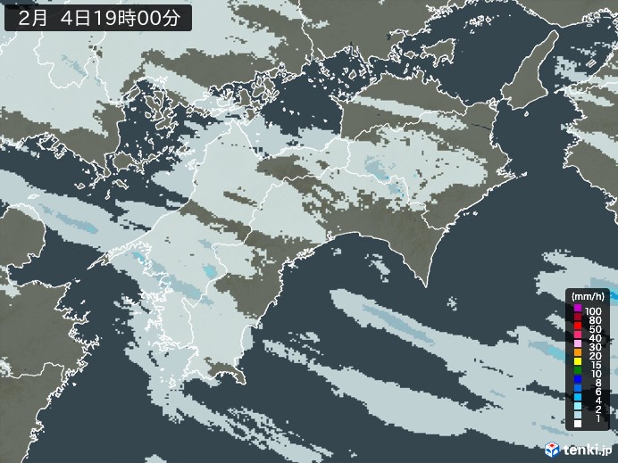 四国地方の雨雲レーダー - 過去の天気 2025年02月04日 - 日本気象協会 tenki.jp