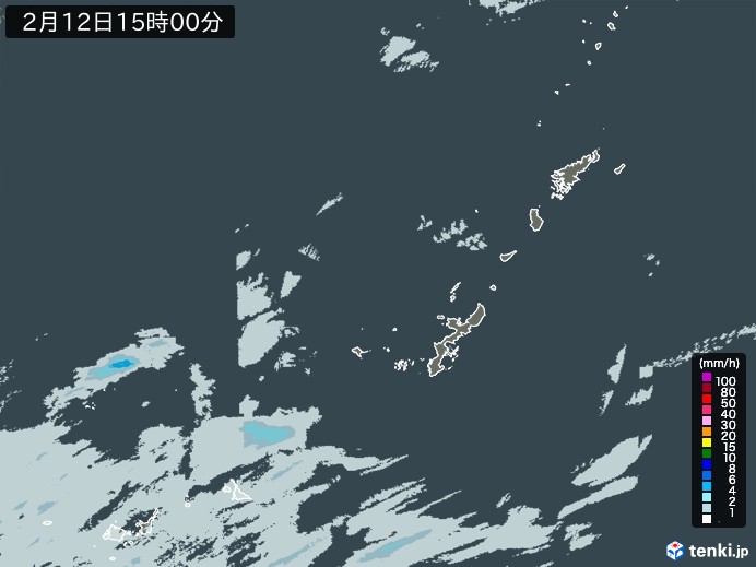沖縄地方の雨雲レーダー(2025年02月12日)