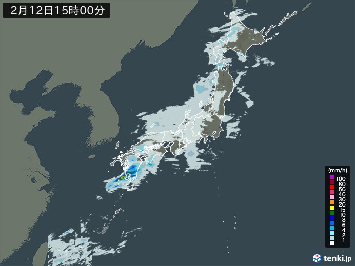雨雲レーダー(2025年02月12日)