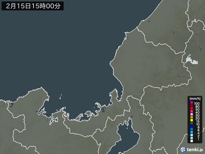 福井県の雨雲レーダー(2025年02月15日)