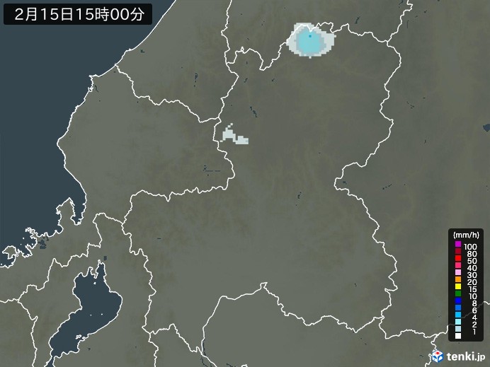 岐阜県の雨雲レーダー(2025年02月15日)