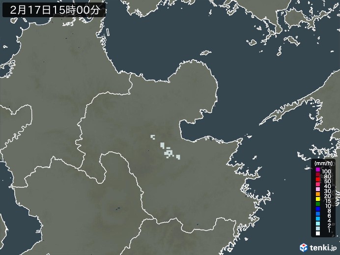 大分県の雨雲レーダー(2025年02月17日)