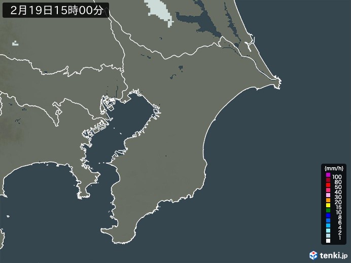 千葉県の雨雲レーダー(2025年02月19日)