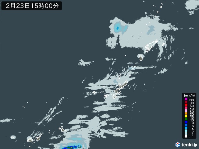 沖縄地方の雨雲レーダー(2025年02月23日)