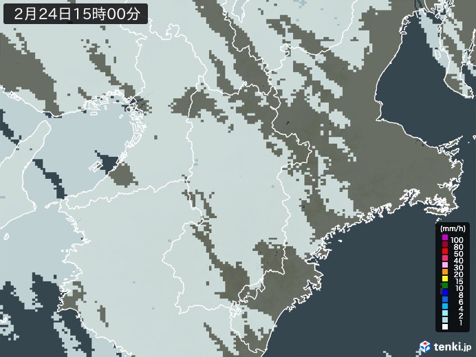 奈良県の雨雲レーダー(2025年02月24日)