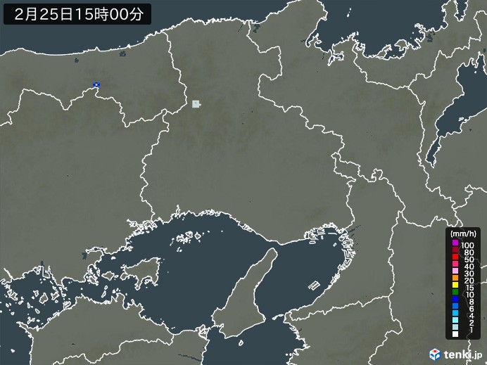 兵庫県の雨雲レーダー(2025年02月25日)