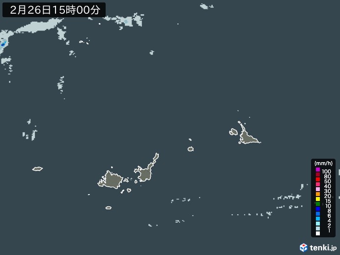 宮古・石垣・与那国(沖縄県)の雨雲レーダー(2025年02月26日)