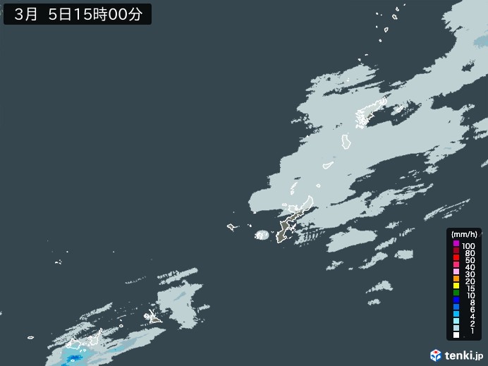 沖縄地方の雨雲レーダー(2025年03月05日)