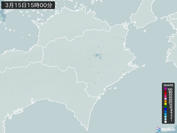 徳島県の雨雲レーダー(2025年03月15日)