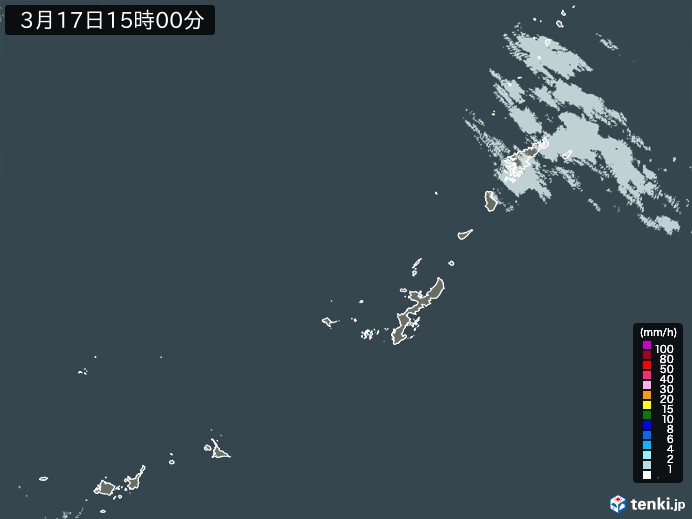 沖縄地方の雨雲レーダー(2025年03月17日)